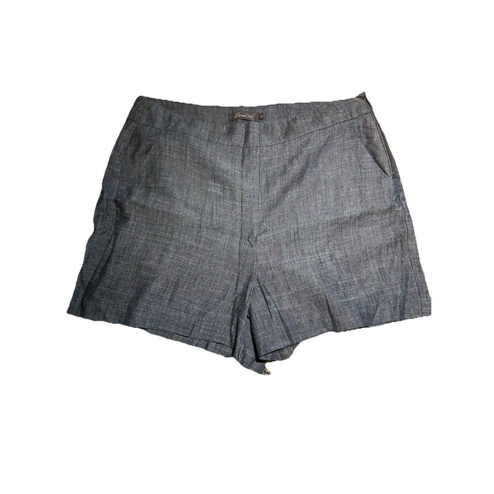 Anthropologie Level 99 Women's Indigo Blue Linen Blend Shorts Size 30 Pockets